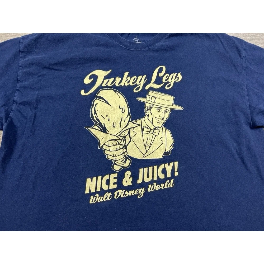 Disneyland Shirt Mens 2XL‎ Blue Short Sleeve Turkey Leg Graphic Print Cotton